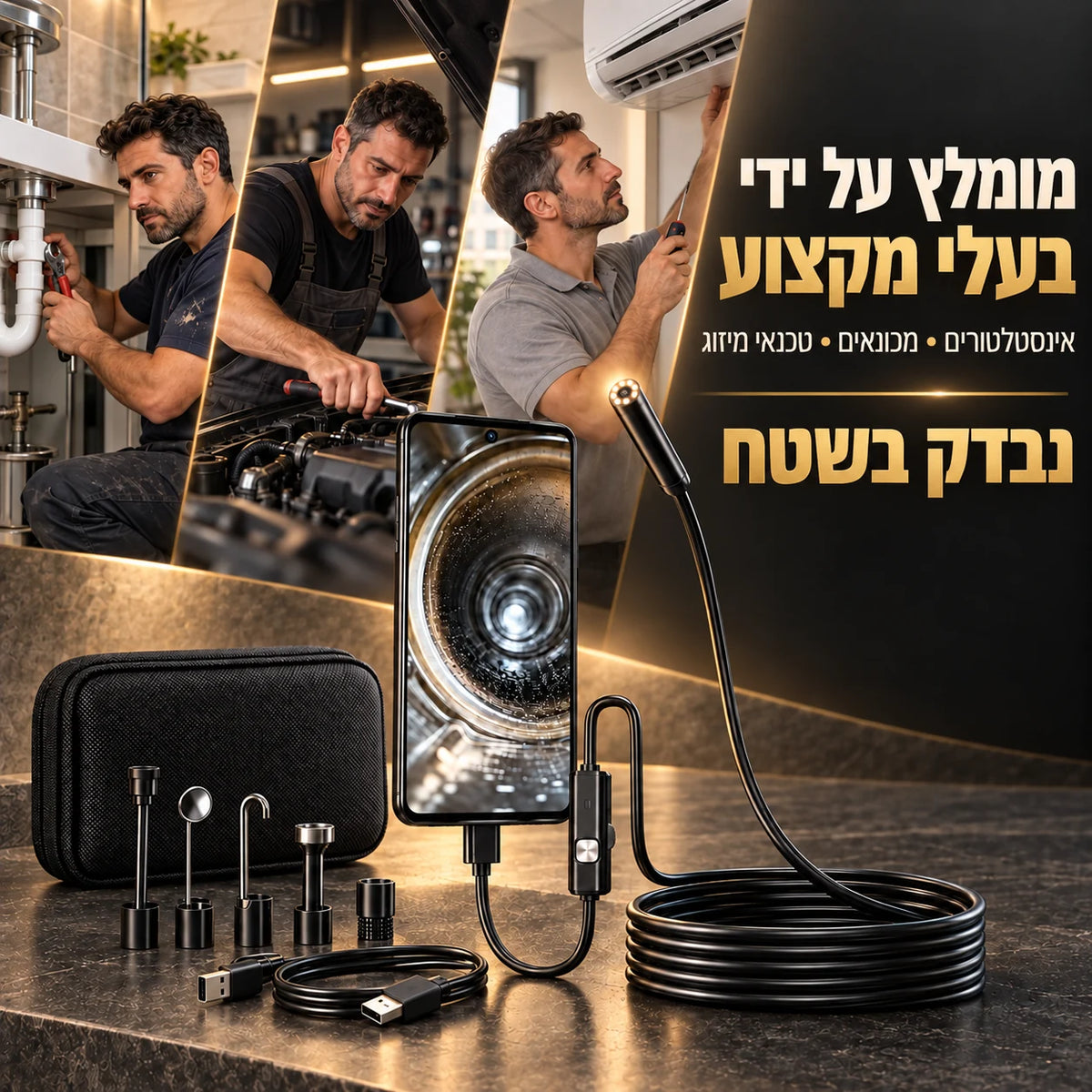 DeepScope צינור מואר עם מצלמה