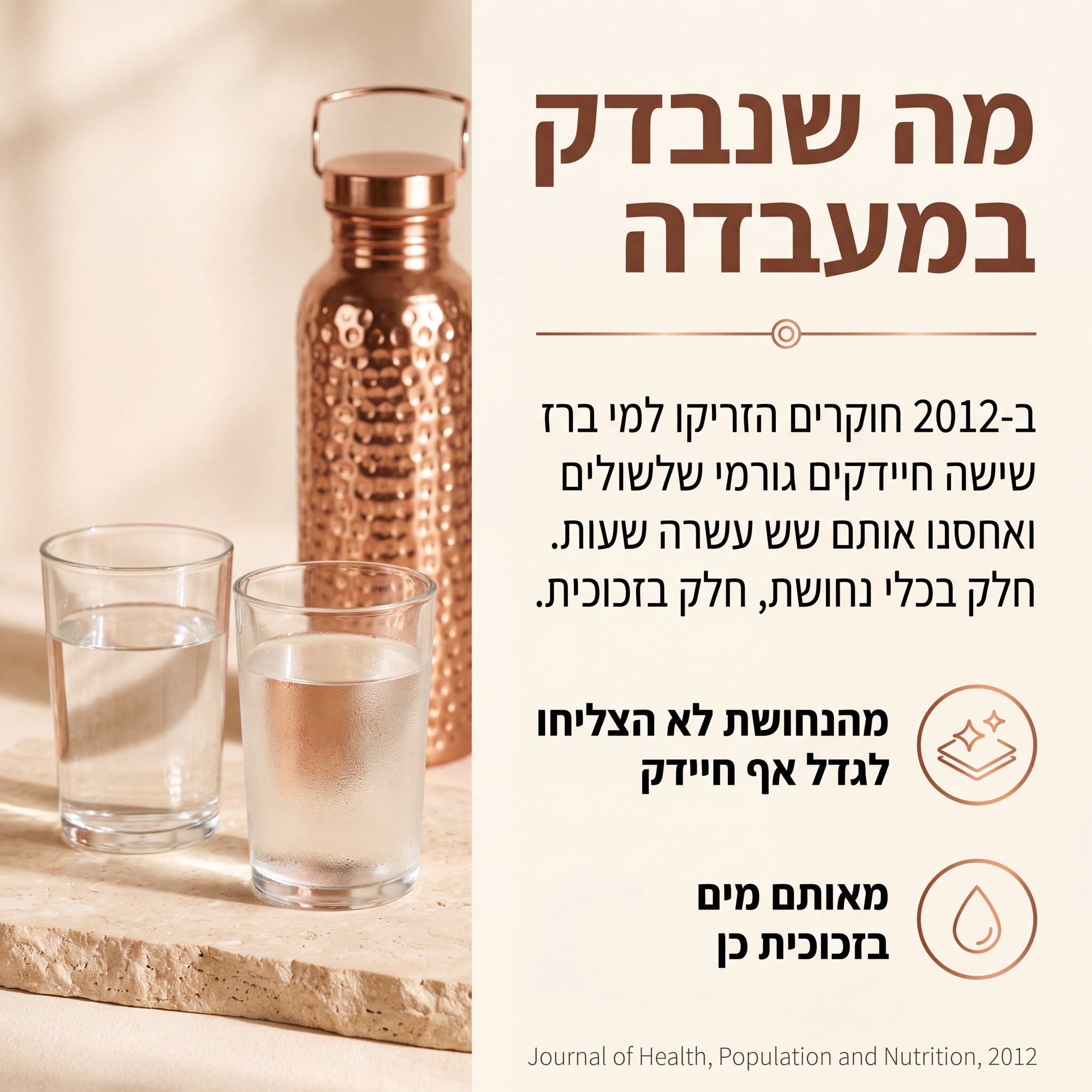 בקבוק נחושת טהורה למים חיים